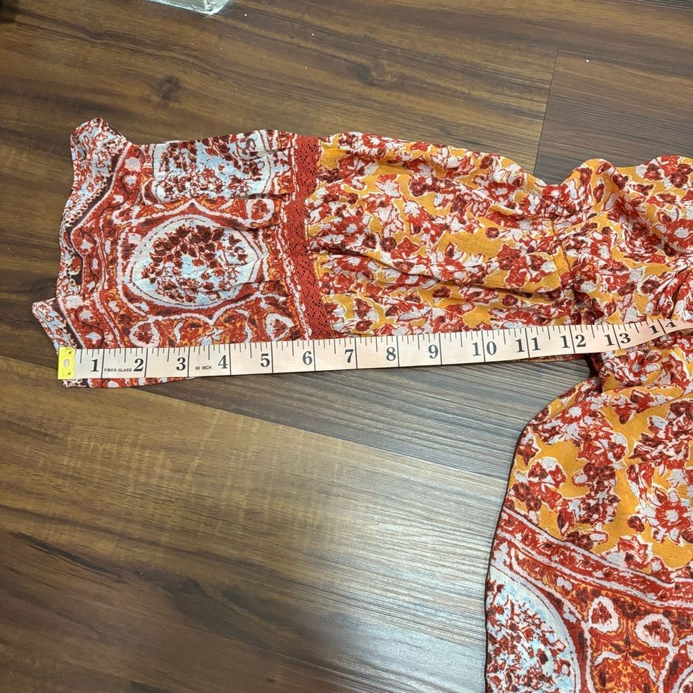 NWT Free People Sz Small Lorraine Tiered Kimono Top Boho Paisley Wide Sleeves - Picture 8 of 8